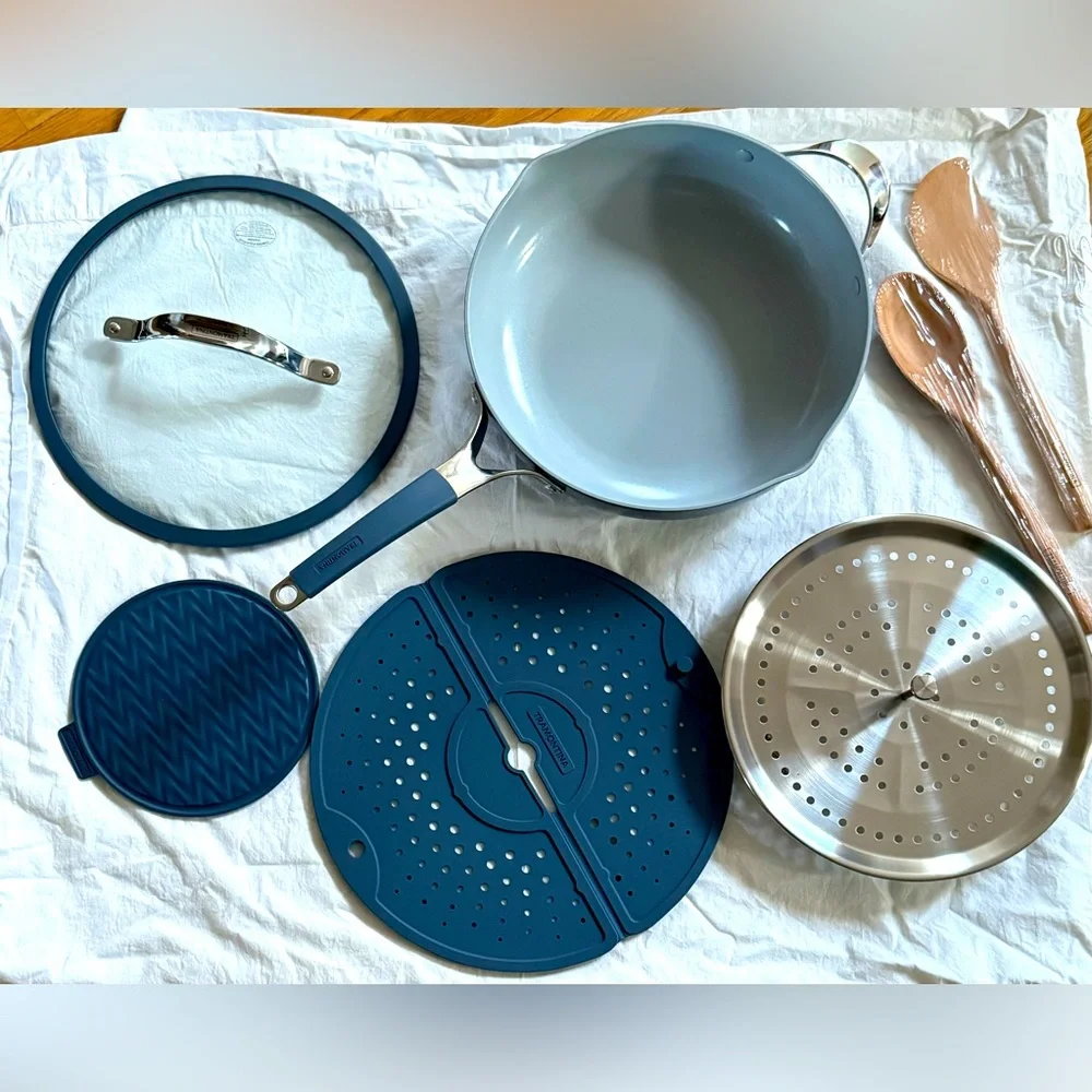 NWT TRAMONTINA - 7-Piece All-in-One Plus Pan - Non-Toxic Ceramic Interior - Picture 3 of 10